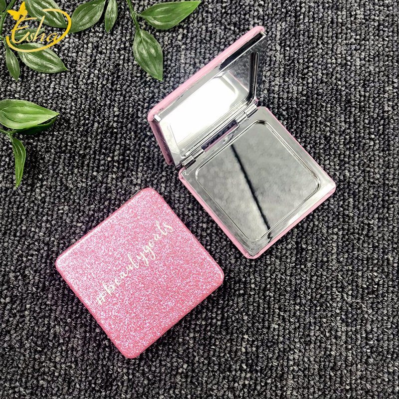Metalowe dwustronne składane mini lusterko kosmetyczne